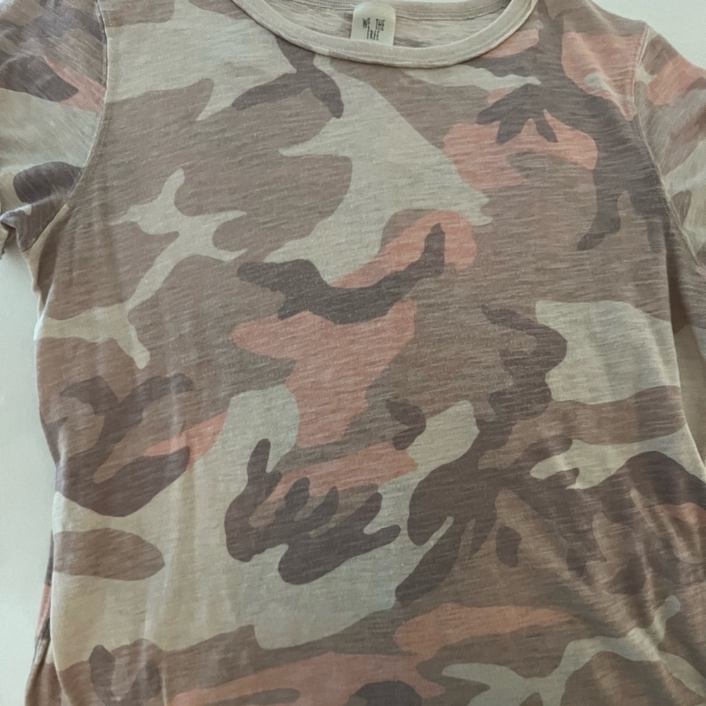 We The Free Camo Short Sleeve Tee in Pink, Brown, Cream